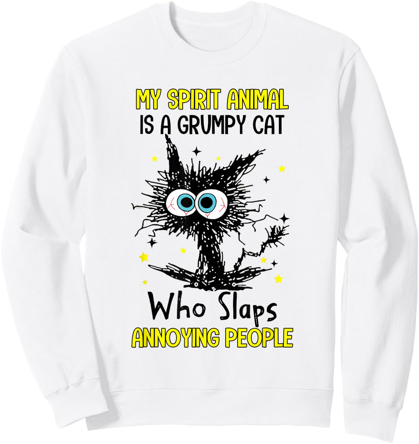 Vintage My Spirit Animal Is A Grumpy Funny Cat Sweatshirt - Sweatshirt | White