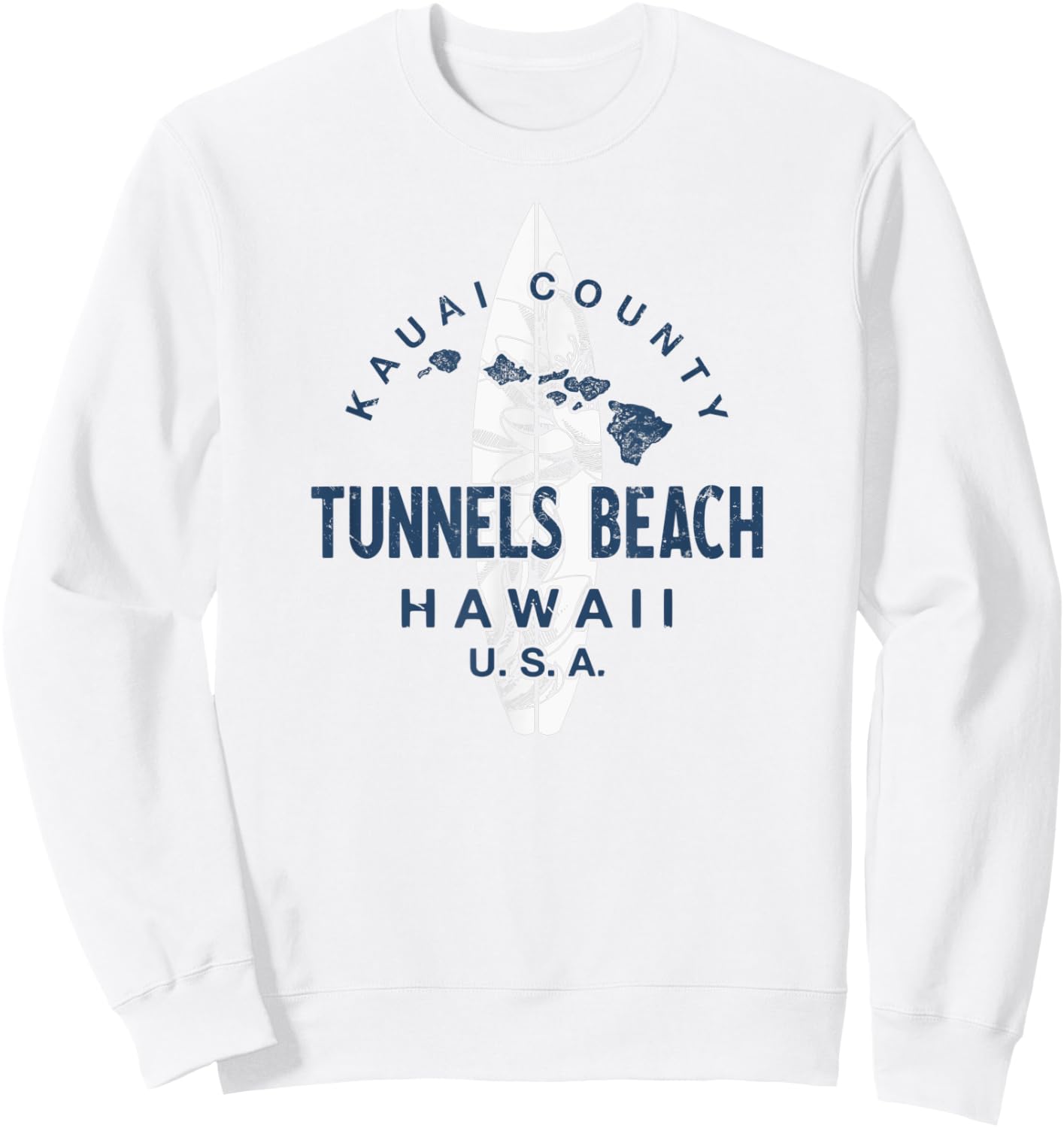 Tunnels Beach Kauai Hawaii Vintage Surfing Women Kids Sweatshirt - Sweatshirt | White