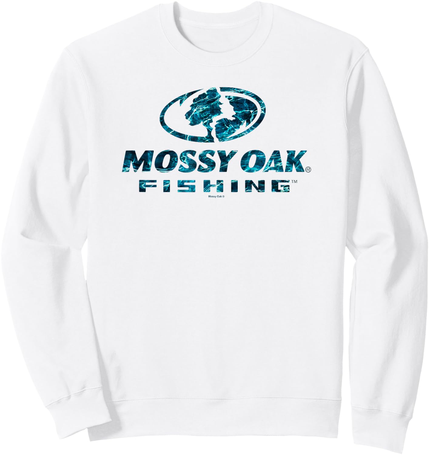 Mossy Oak Fishing Open Water Classic Blue Logo Sweatshirt - Sweatshirt | White