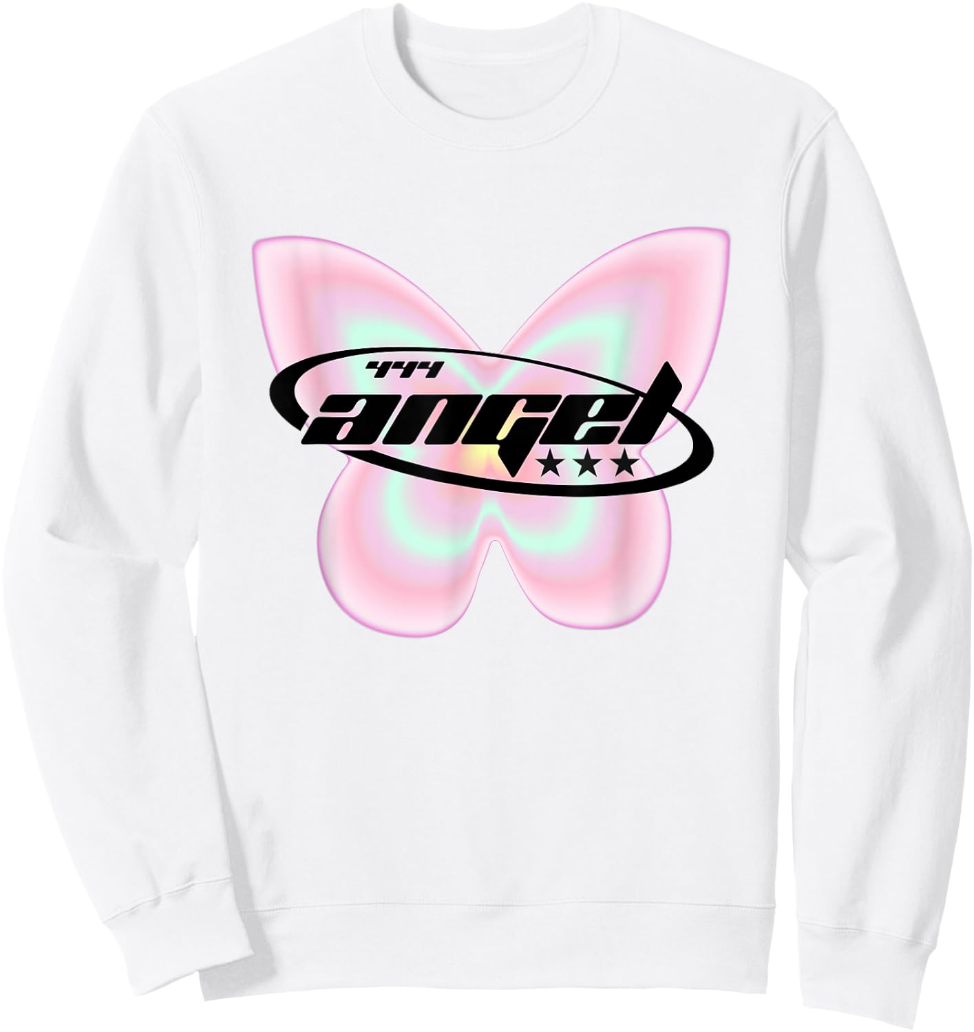 Y2K Girl 444 Angel Number Butterfly Fairy Aesthetic Sweatshirt - Sweatshirt | White