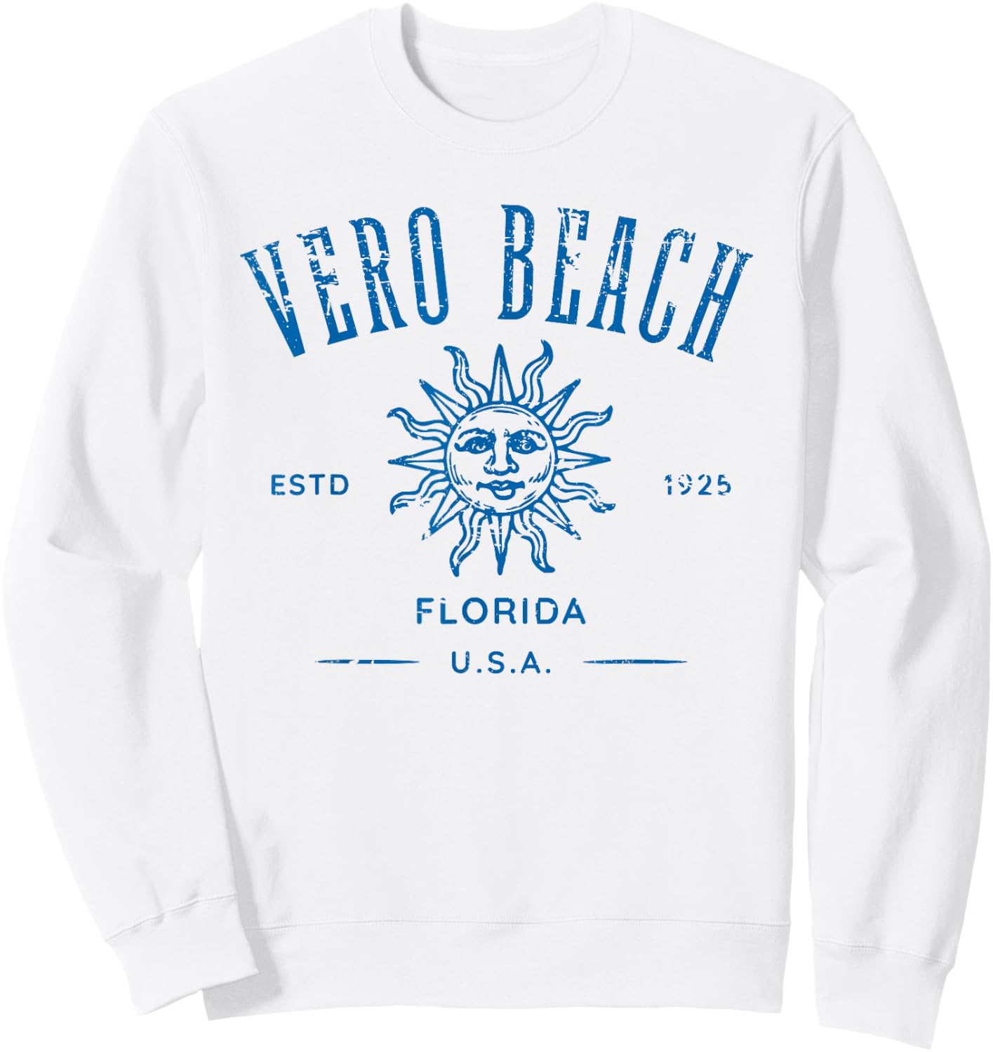 Vero Beach Florida Vintage Distressed Style Design Souvenir Sweatshirt - Sweatshirt | White