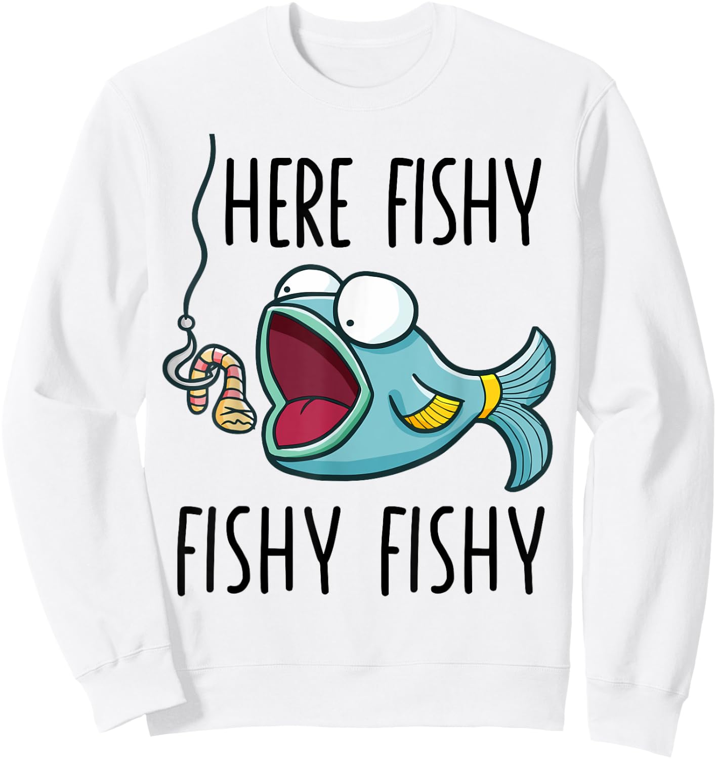 Here-Fishy Shirt Kids Toddler Boys Girls Funny Fishing Sweatshirt - Sweatshirt | White