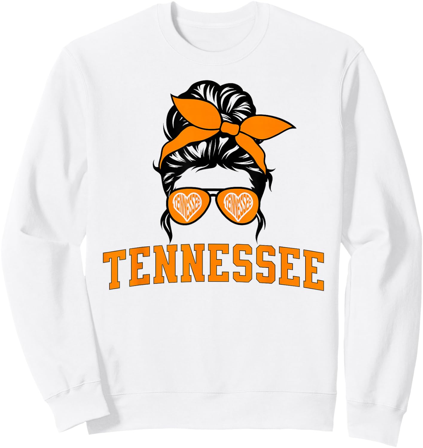 Tennessee State Women's Kids TN Orange Fan Messy Bun Hair Sweatshirt - Sweatshirt | White
