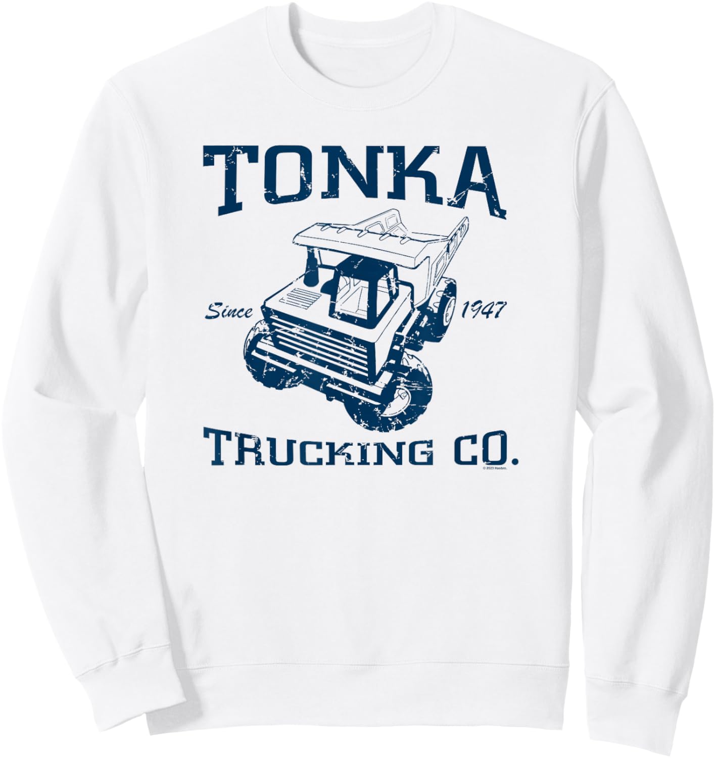 Tonka Trucking Co. Since 1947 Distressed Dump Truck Poster Sweatshirt - Sweatshirt | White