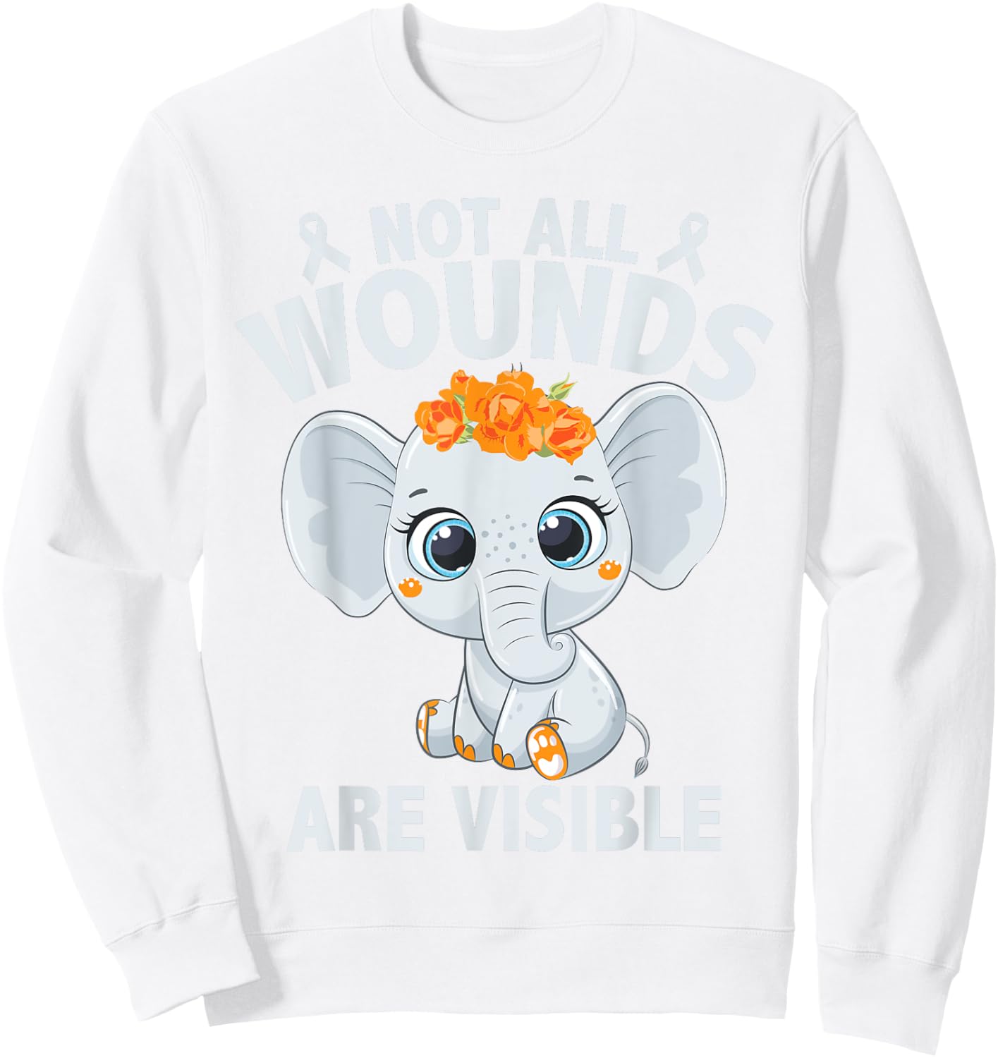 Cute Multiple Sclerosis Awareness MS Elephant Sweatshirt - Sweatshirt | White