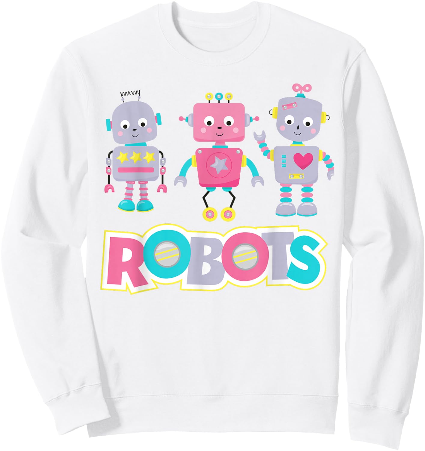 Cute Cartoon Shirt for Kids Girl T Shirt Robot Sweatshirt - Sweatshirt | White