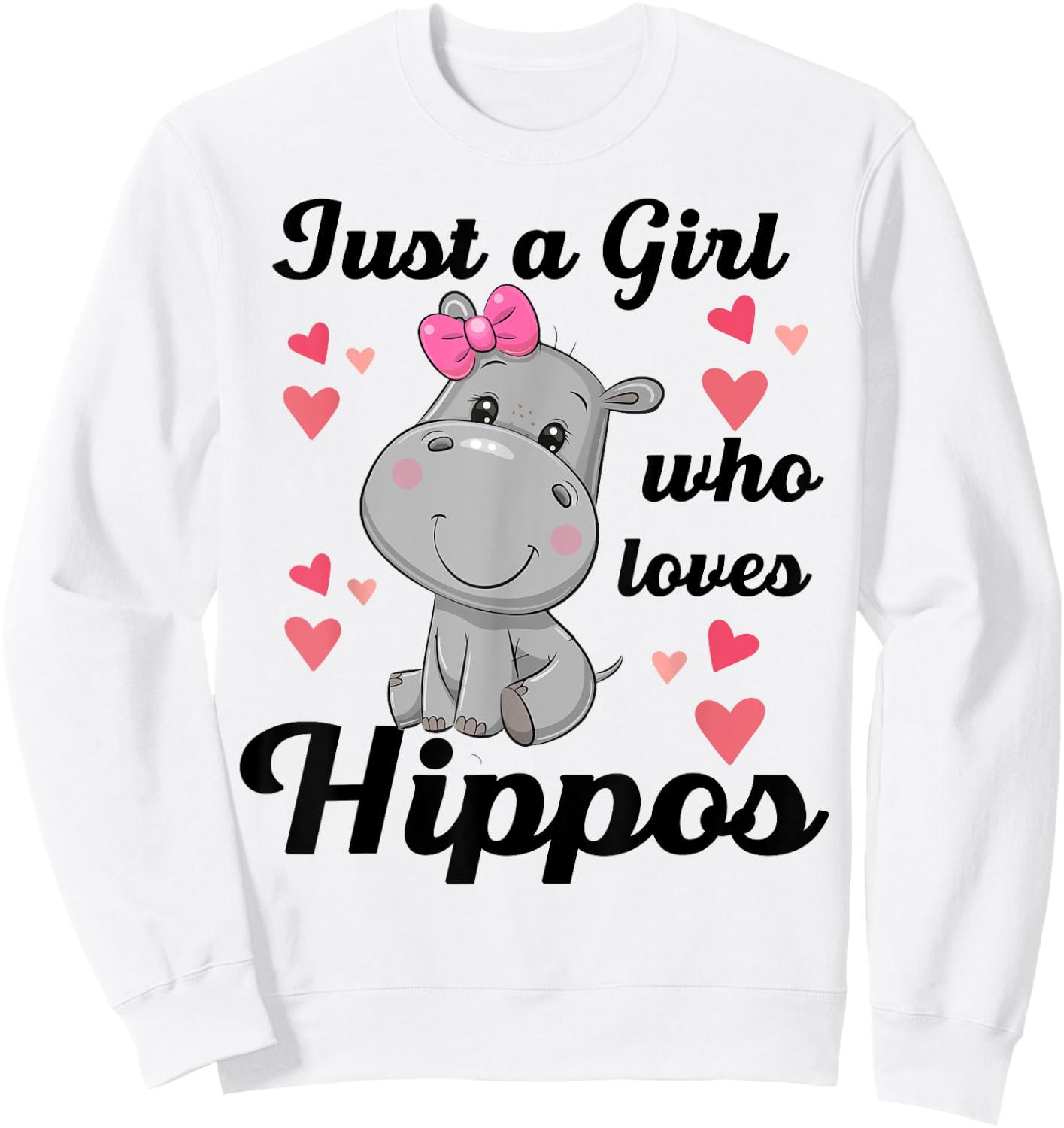 Cute Hippo-Shirt Just A Girl Who Loves Hippo Kids Toddler Sweatshirt - Sweatshirt | White