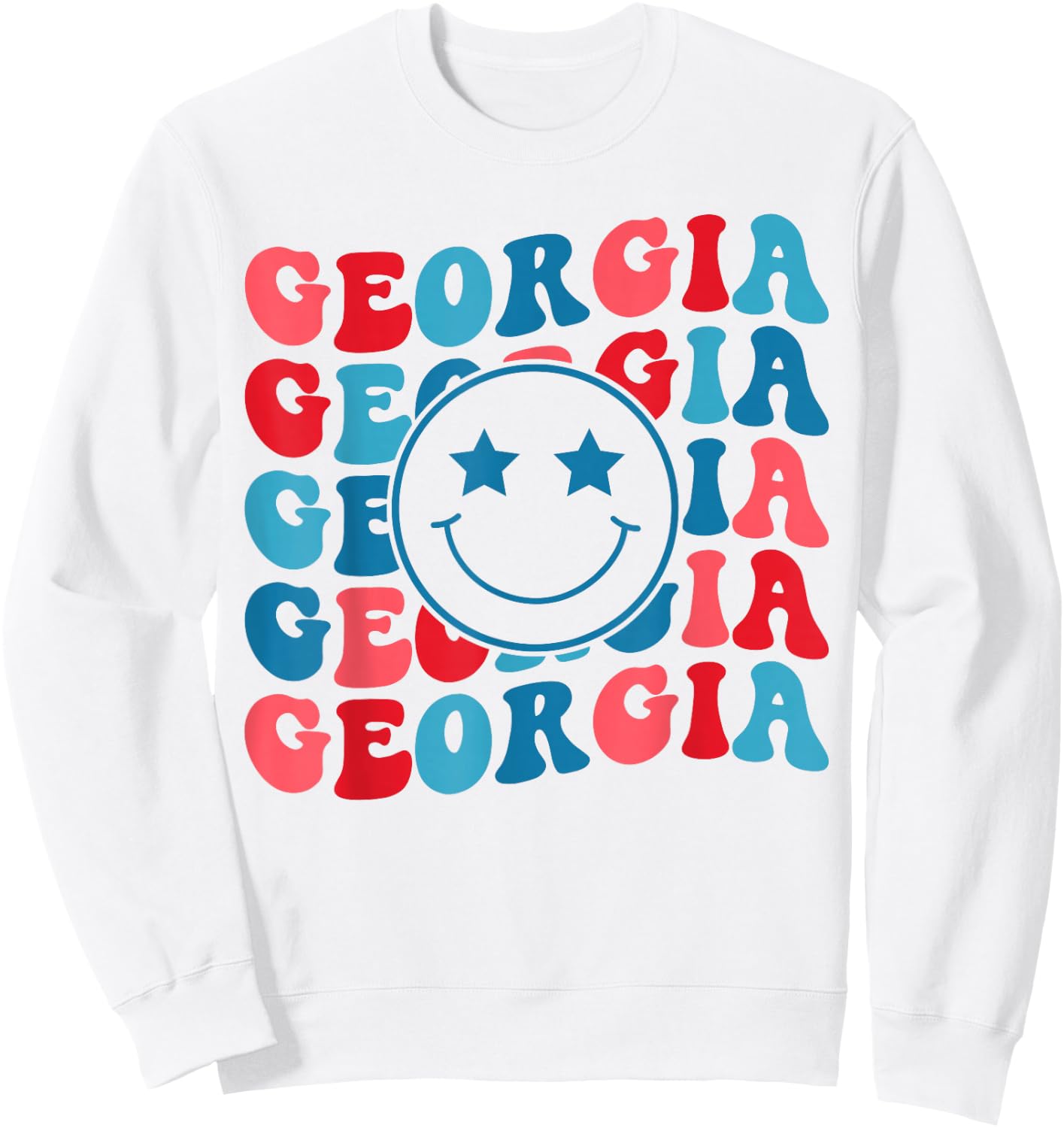 Retro Groovy Georgia Girl Georgia Proud American Flag Sweatshirt - Sweatshirt | White