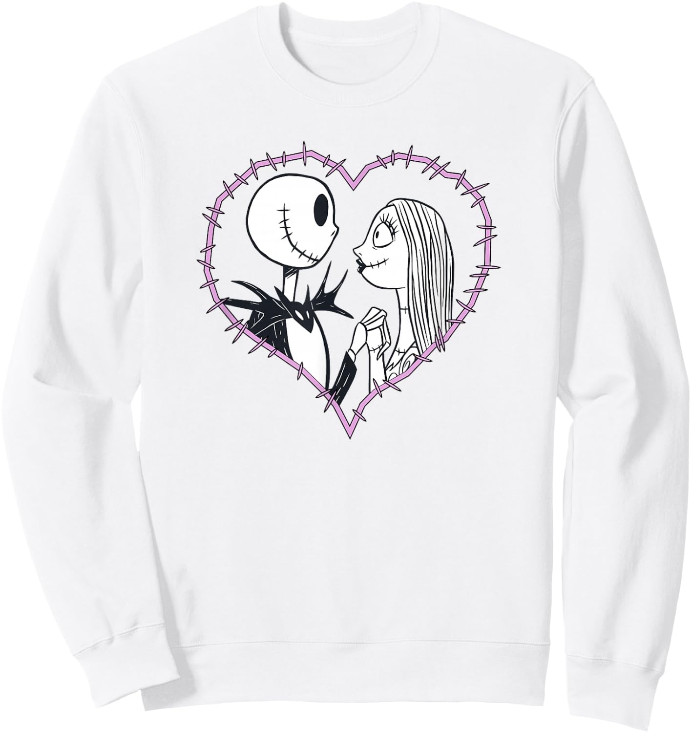 Disney The Nightmare Before Christmas Jack & Sally Heart Sweatshirt - Sweatshirt | White