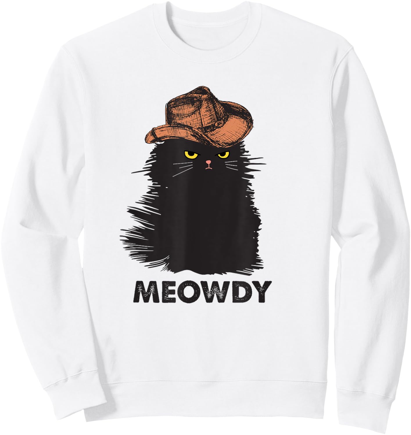Meowdy Black cat shirts for girls, Meow and Howdy Meow Cat Sweatshirt - Sweatshirt | White