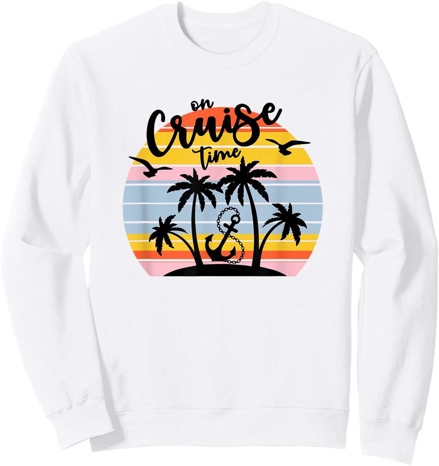 Retro On Cruise Time Summer Vacation Outfits Men Sweatshirt - Sweatshirt | White