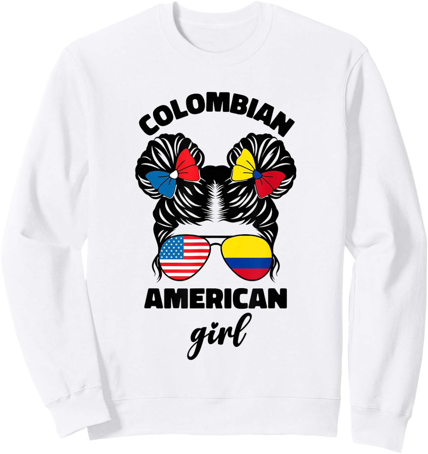 Half American and Colombian USA Colombia Flag Kids Girls Sweatshirt - Sweatshirt | White