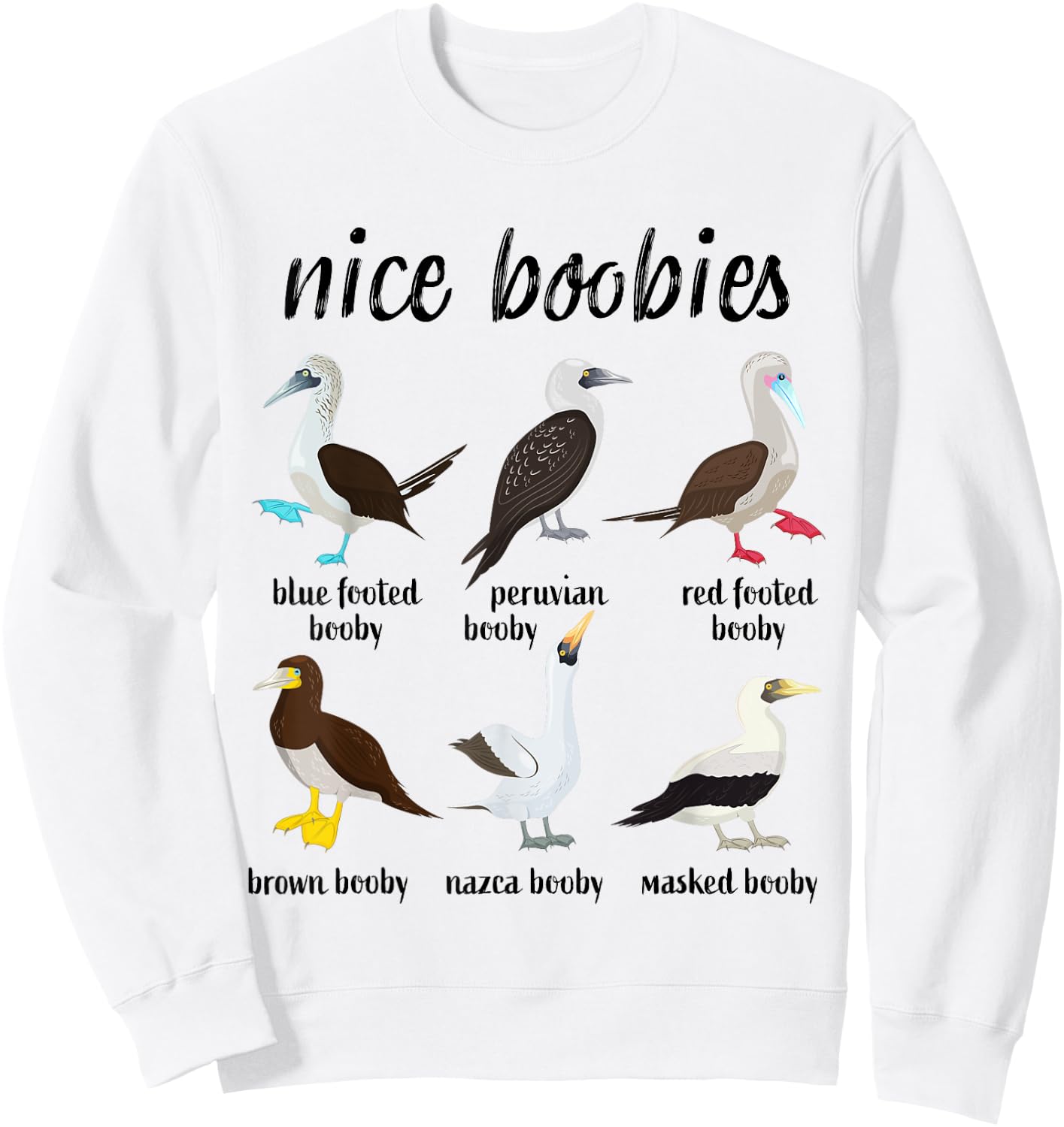 Nice Boobies Funny Booby Birds Birdwatching Ornithology Sweatshirt - Sweatshirt | White