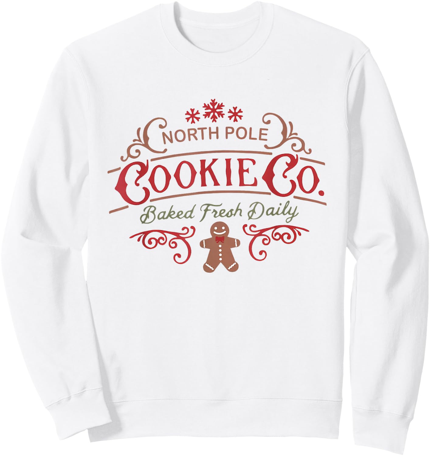 Women Retro Christmas Gingerbread Bakery North Pole Cookie Sweatshirt - Sweatshirt | White