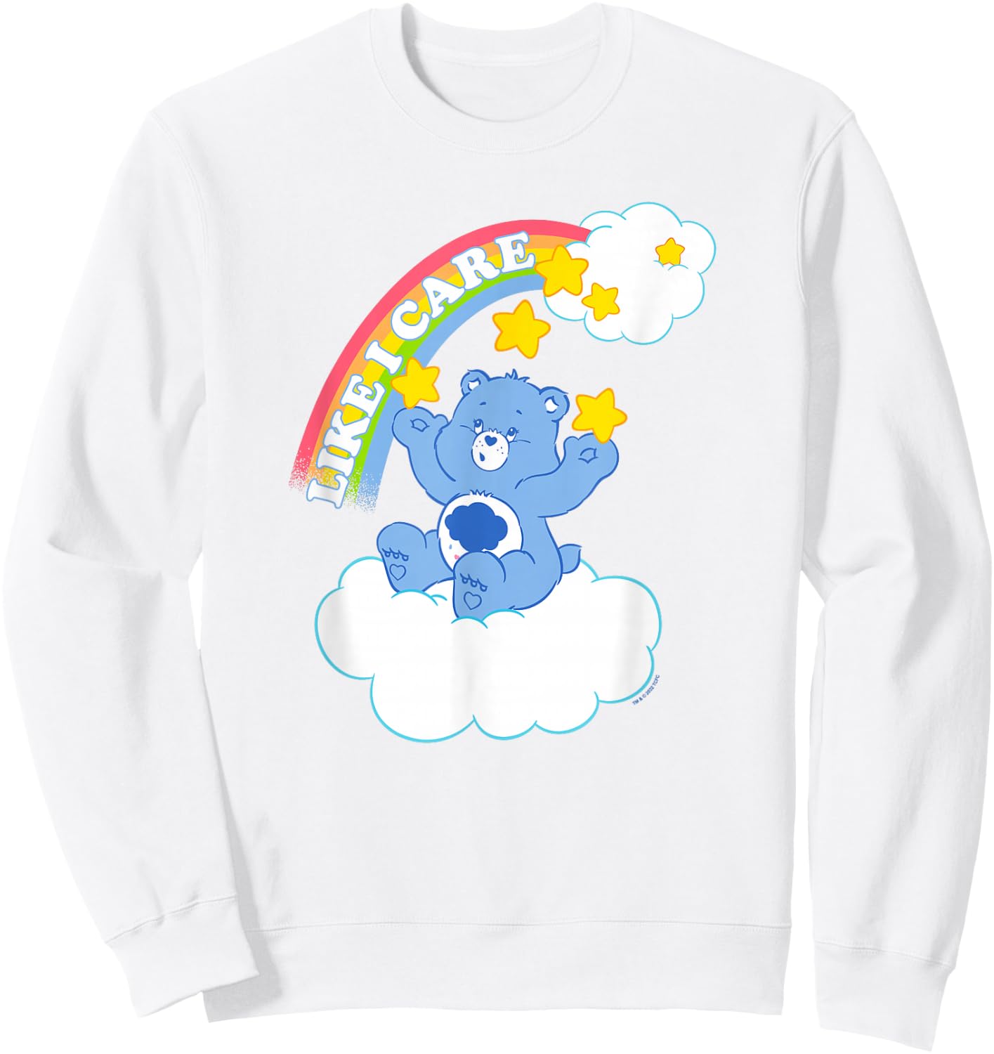 Care Bears Grumpy Bear Like I Care Sassy Rainbow Portrait Sweatshirt - Sweatshirt | White