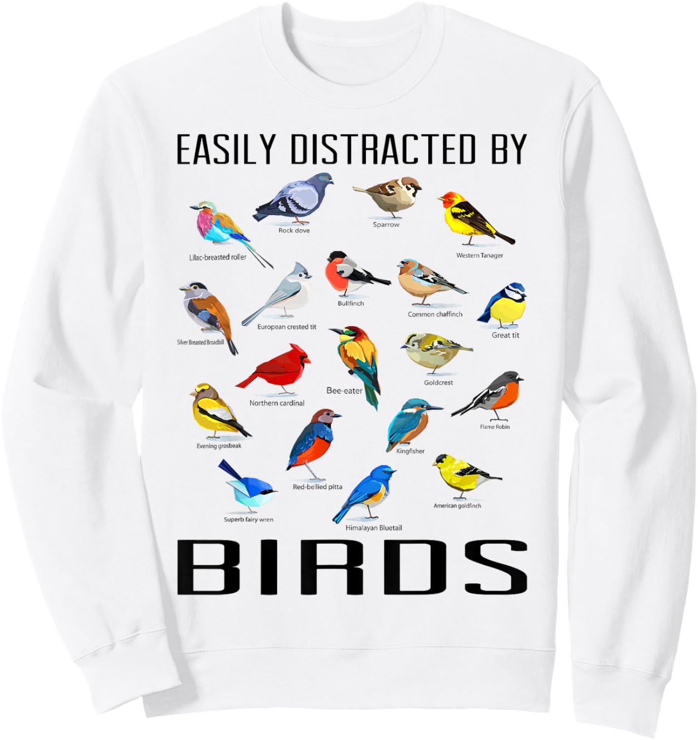 Funny Bird Gifts For Birding Lovers Easily Distracted By Birds / Birdwatching Lover Birdwatcher -Adults Grey Small Sweatshirt - Sweatshirt | White