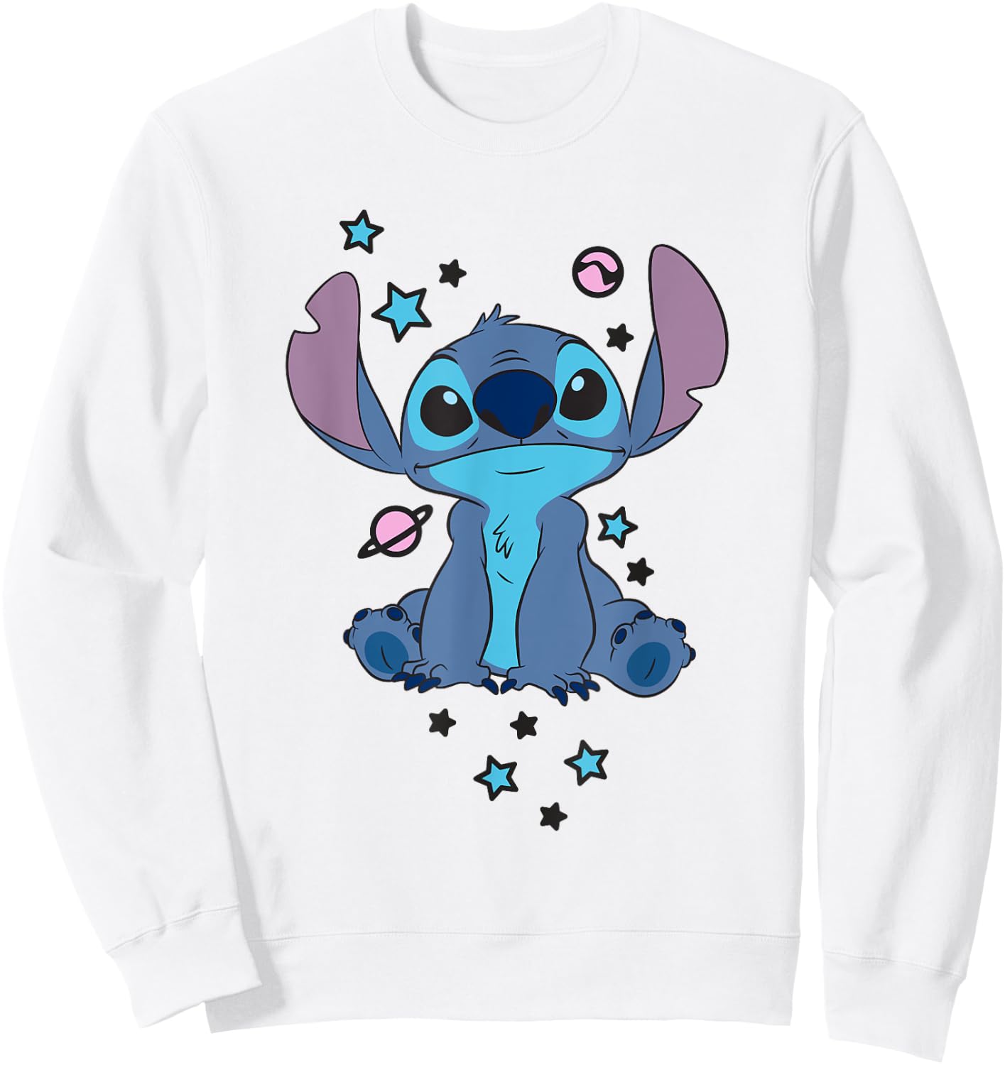 Disney Lilo & Stitch Stars & Planets Cute Stitch Portrait Sweatshirt - Sweatshirt | White