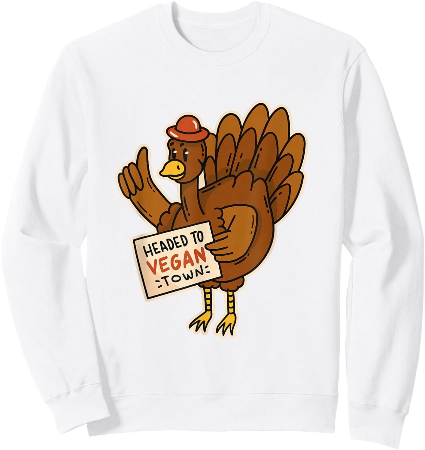 Funny Thanksgiving Day for Vegans Vegan Turkey Day Sweatshirt - Sweatshirt | White