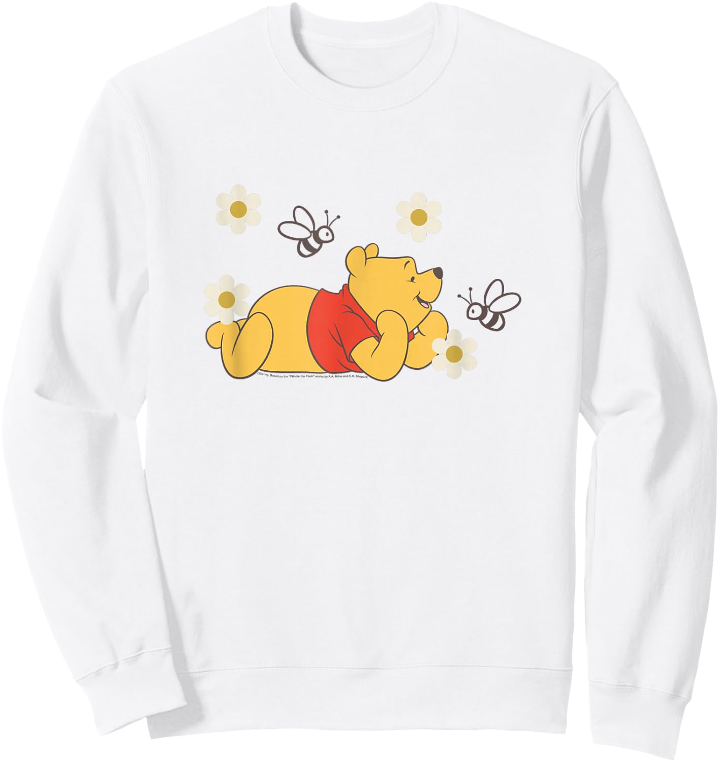 Disney Winnie The Pooh in Nature with Bees Floral Portrait Sweatshirt - Sweatshirt | White
