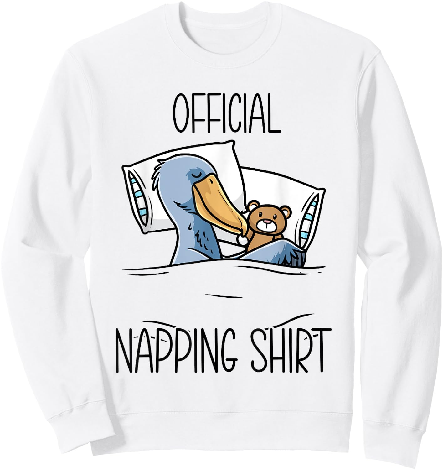 Sleeping Shoebill Bird Hoe-billed Stork With Stuffed Animal Sweatshirt - Sweatshirt | White
