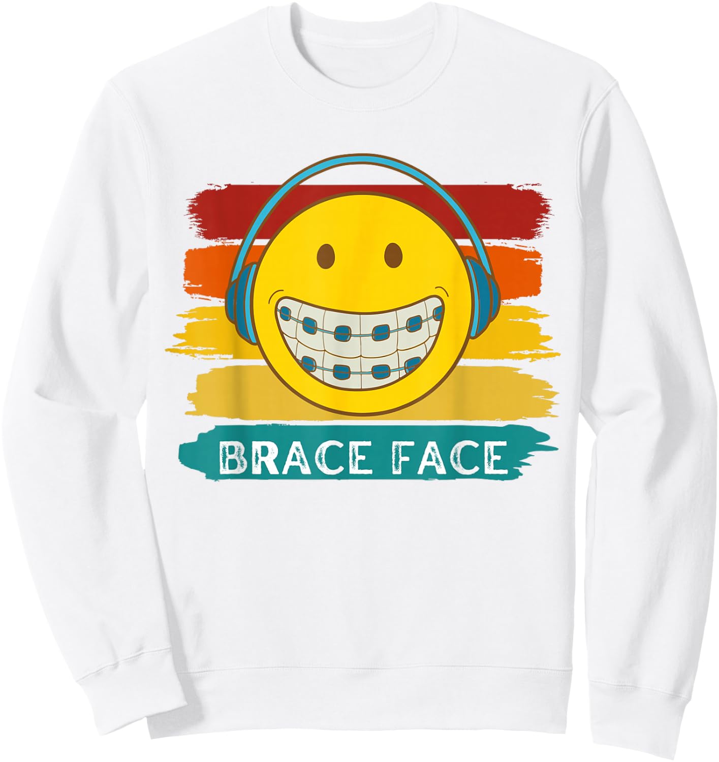 RETRO SMILE BRACE FACE Orthodontic Braces Sweatshirt - Sweatshirt | White