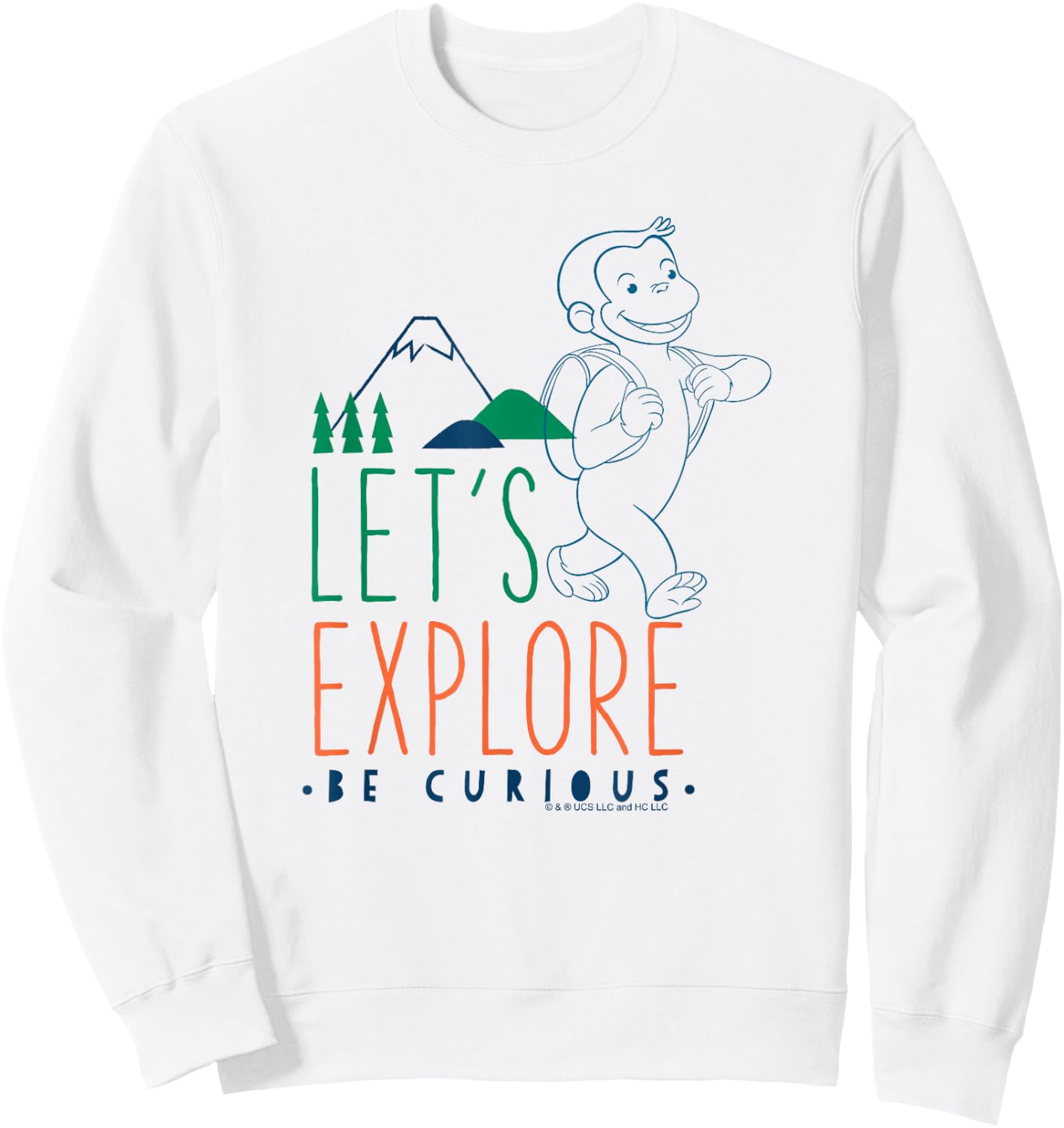 Curious George Let's Explore George Hiking Poster Sweatshirt - Sweatshirt | White