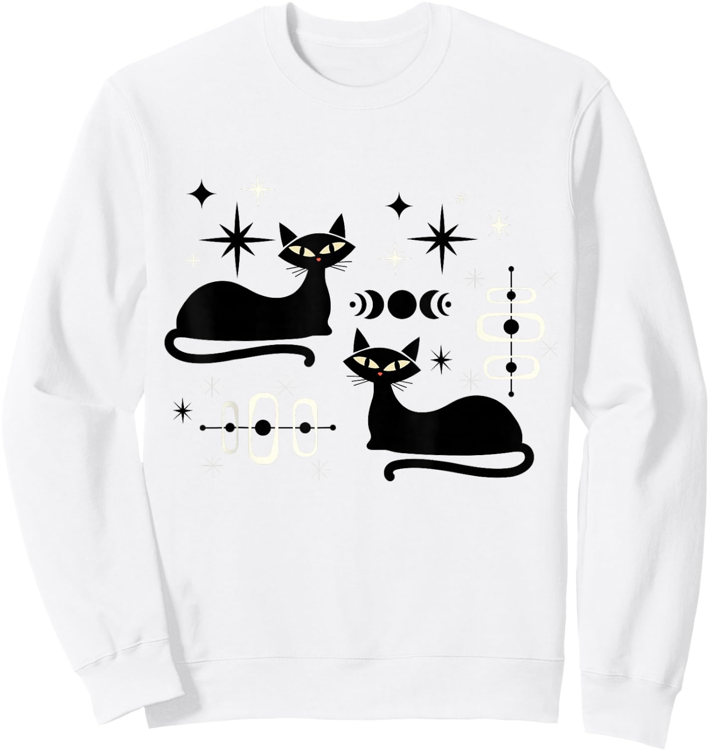 Midcentury Mid Century Cat Retro Atomic Age Space Modern Sweatshirt - Sweatshirt | White