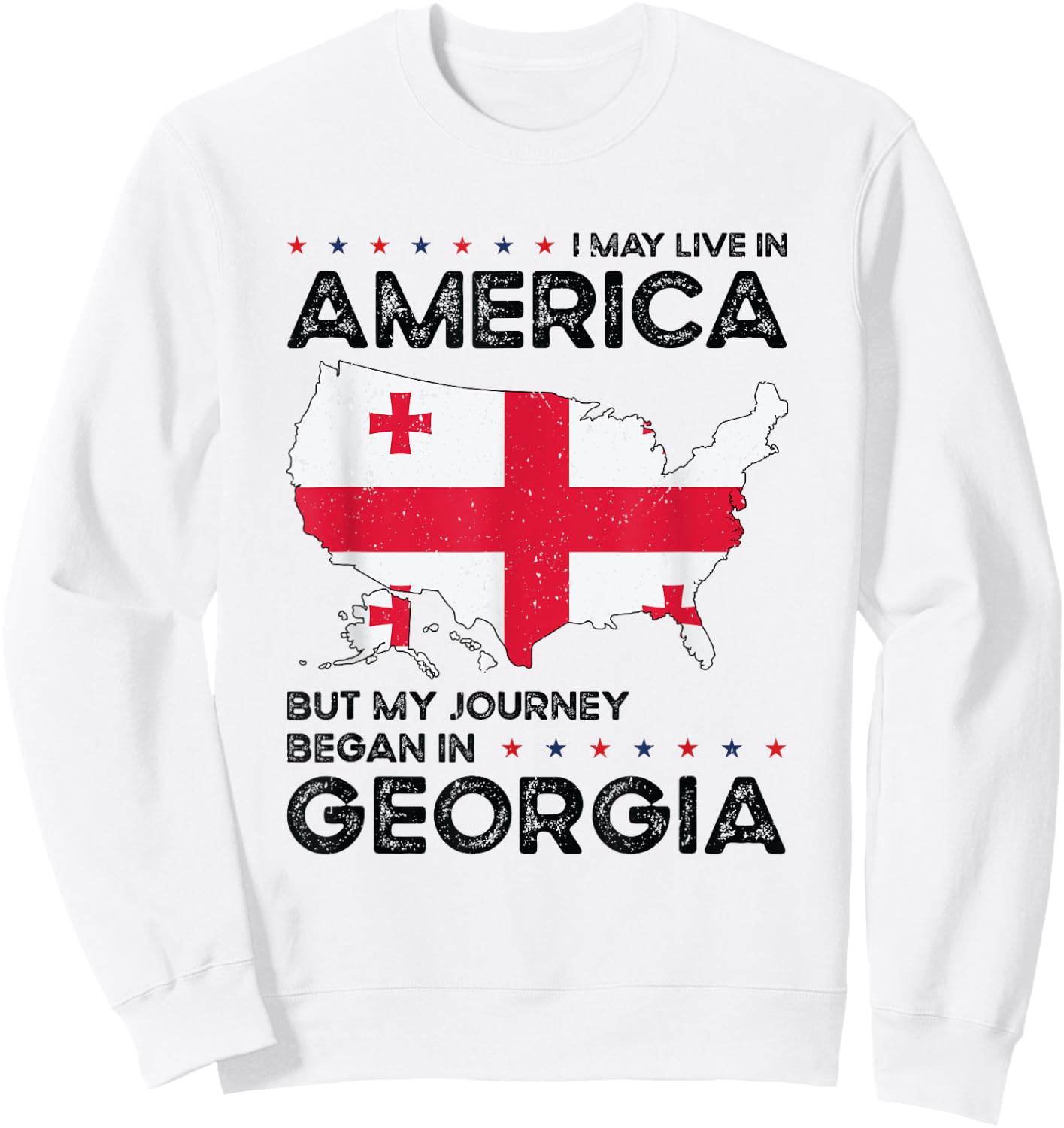 Georgian American Patriot USA Grown Georgia US Flag Sweatshirt - Sweatshirt | White
