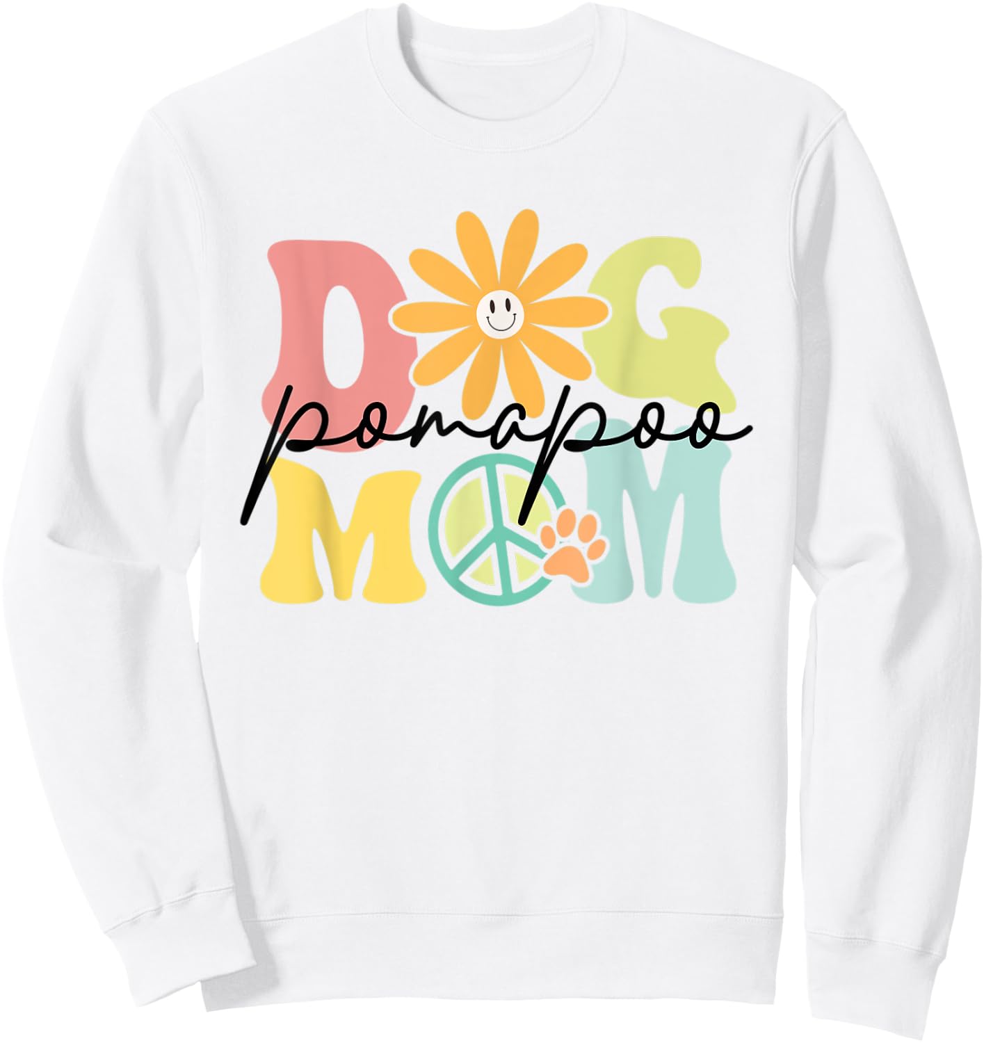 Pomapoo Groovy Dog Mom Women Pet Lover Sweatshirt - Sweatshirt | White