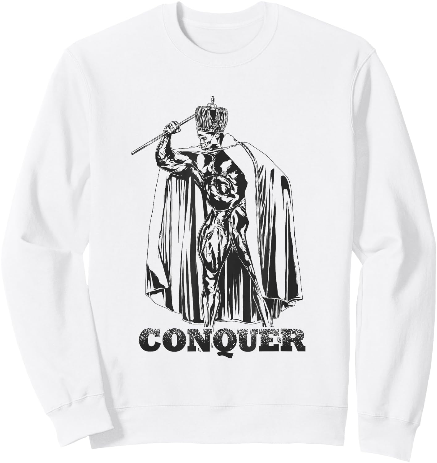 Bodybuilding Gym Workout Lift Motivational Gifts Conquer, Ronnie Coleman Mr. Olympia -Adults Grey Small Classic Fit Short Sleeve Sweatshirt - Sweatshirt | White