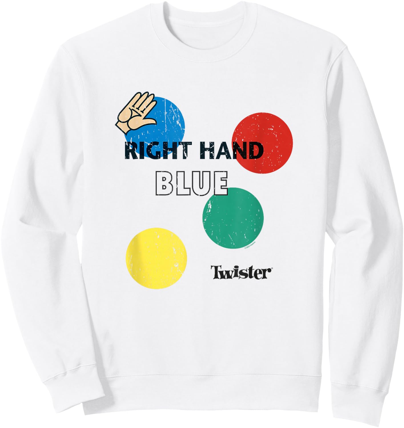 Twister Vintage Retro Distressed Right Hand Blue Game Logo Sweatshirt - Sweatshirt | White