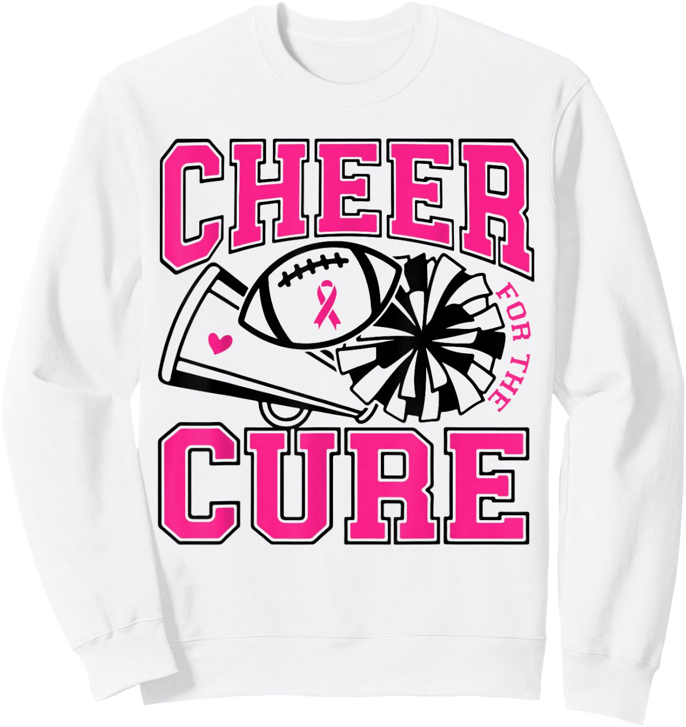 Cheer For The Cure Breast Cancer Awareness Cheerleader Sweatshirt - Sweatshirt | White