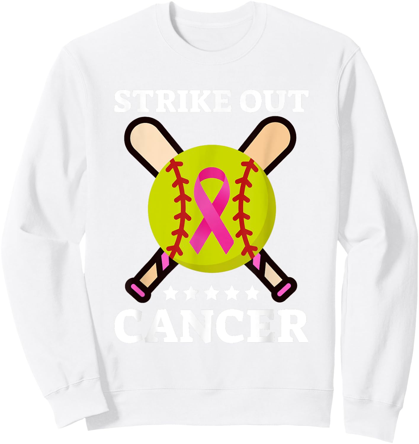 Strike Out Breast Cancer Awareness Day Pink Ribbon Softball Sweatshirt - Sweatshirt | White