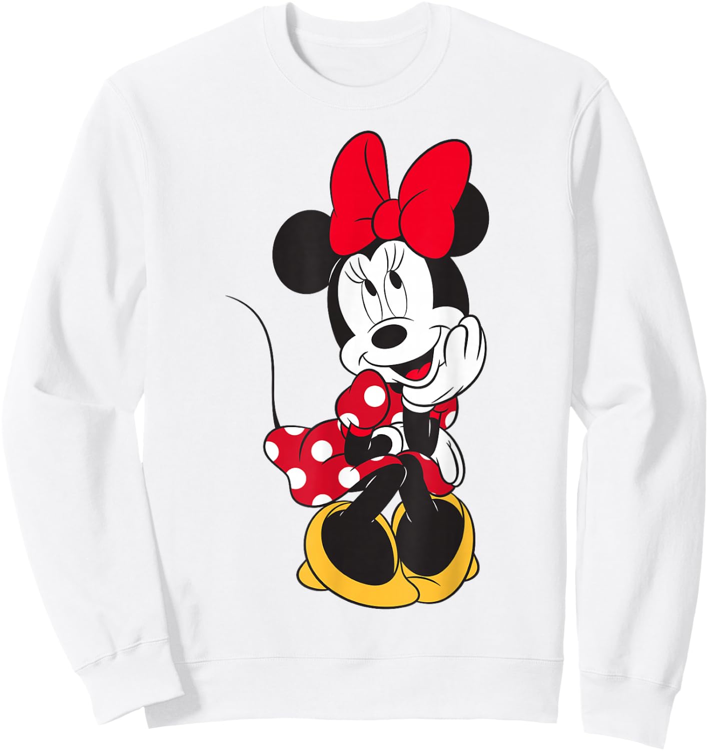 Disney Minnie Mouse Daydreaming Pose Cute Portrait Sweatshirt - Sweatshirt | White