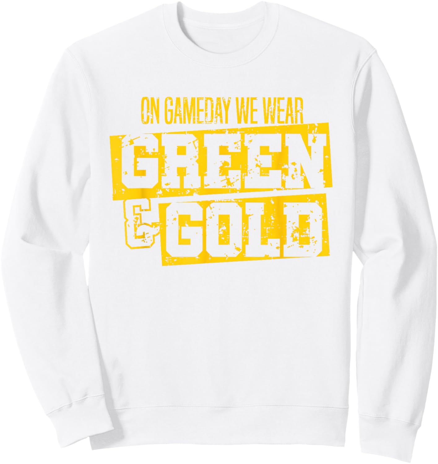 Green & Gold Game Day Group School Football Sports Fan Sweatshirt - Sweatshirt | White