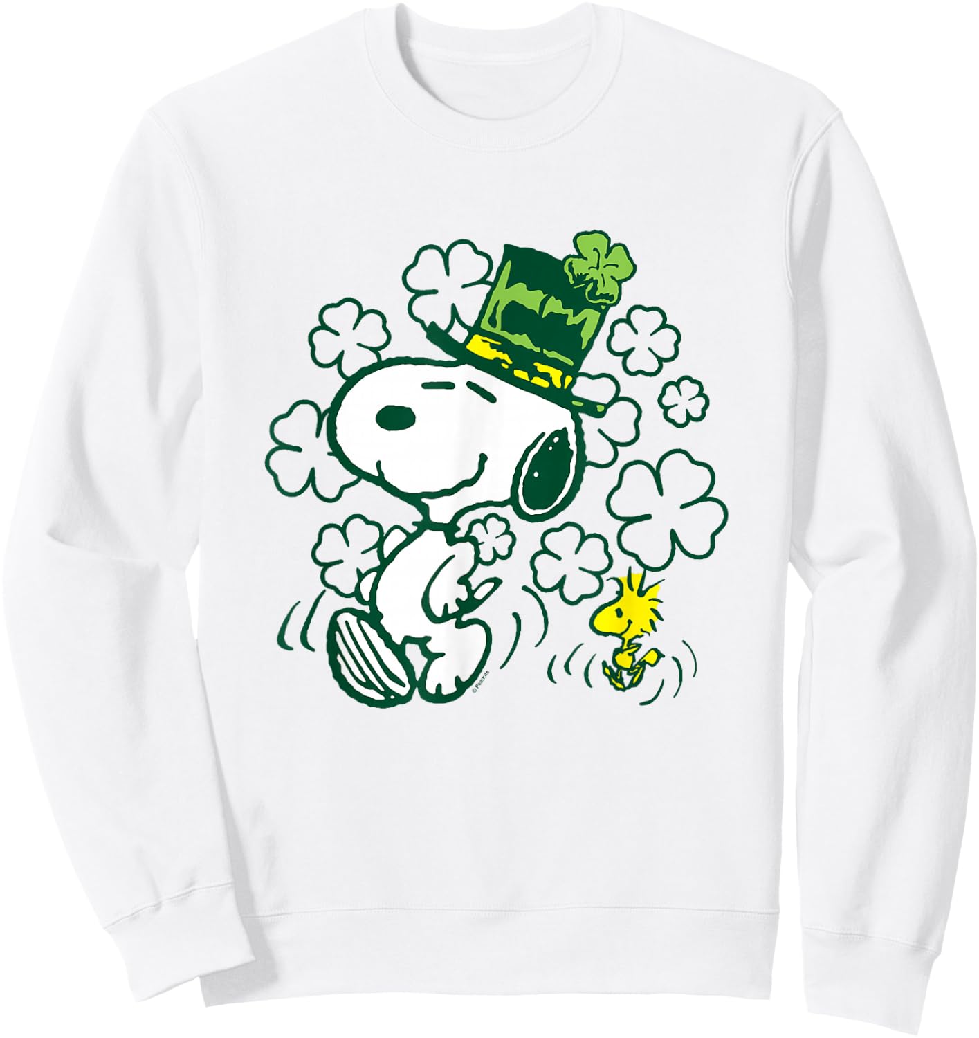 Peanuts - Snoopy and Woodstock St. Paddy's Day Clovers Sweatshirt - Sweatshirt | White