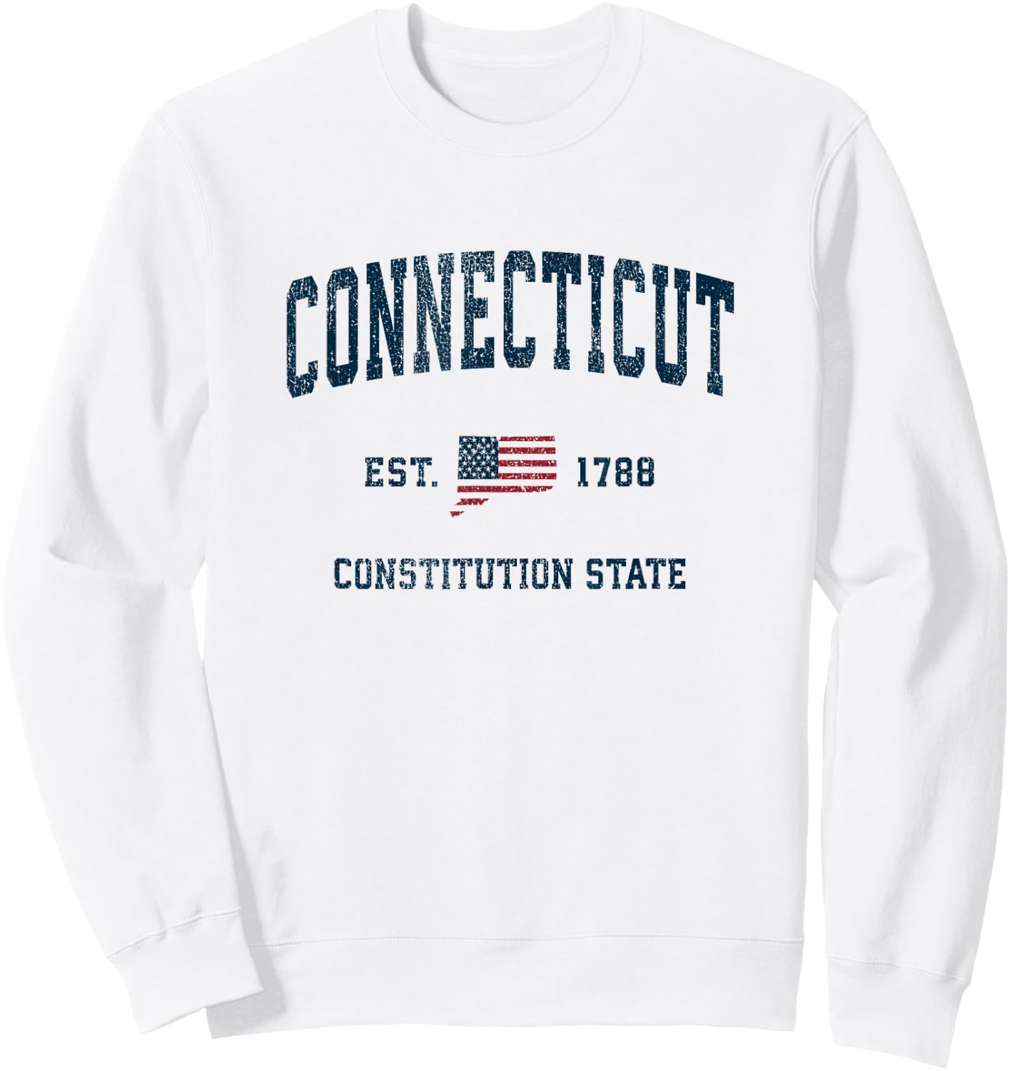 Connecticut Vintage American Flag USA Sports Design Sweatshirt - Sweatshirt | White