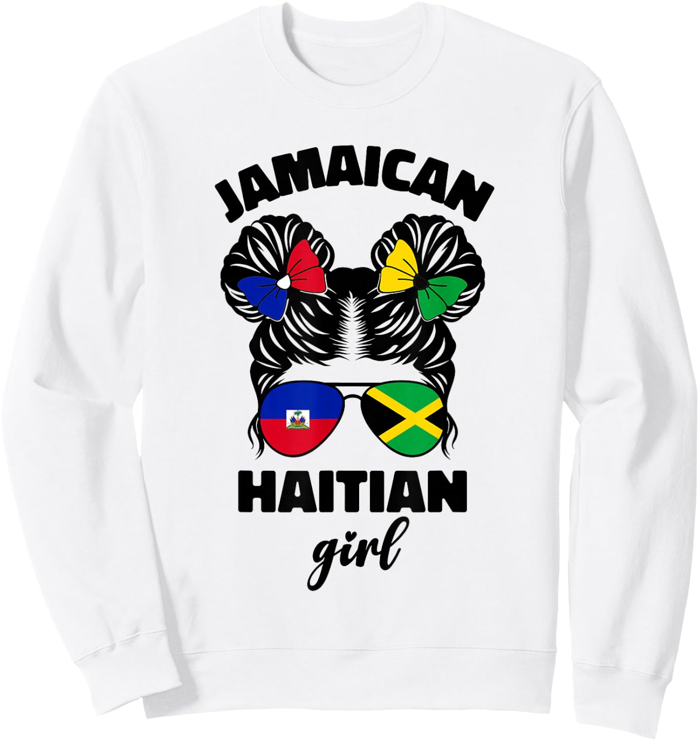 Half Jamaican Haitian Jamaica Flag Haiti Ayiti Kids Girls Sweatshirt - Sweatshirt | White