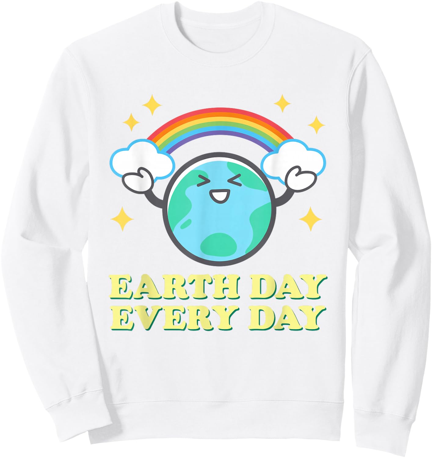 Earth Day Every Day Rainbow Globe Save the Planet Men Women Sweatshirt - Sweatshirt | White