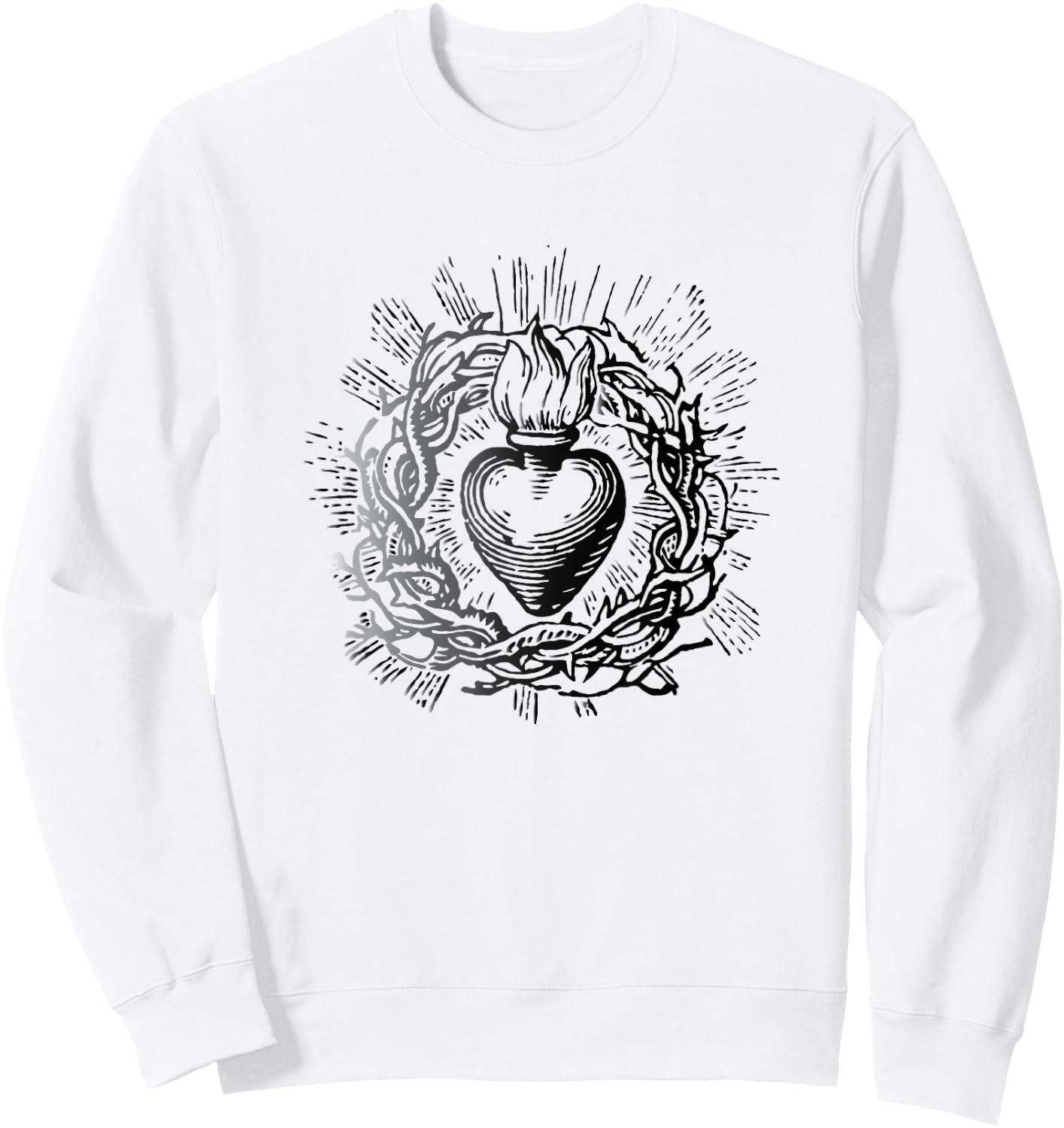 Traditional Sacred Heart of Jesus Sweatshirt - Sweatshirt | White