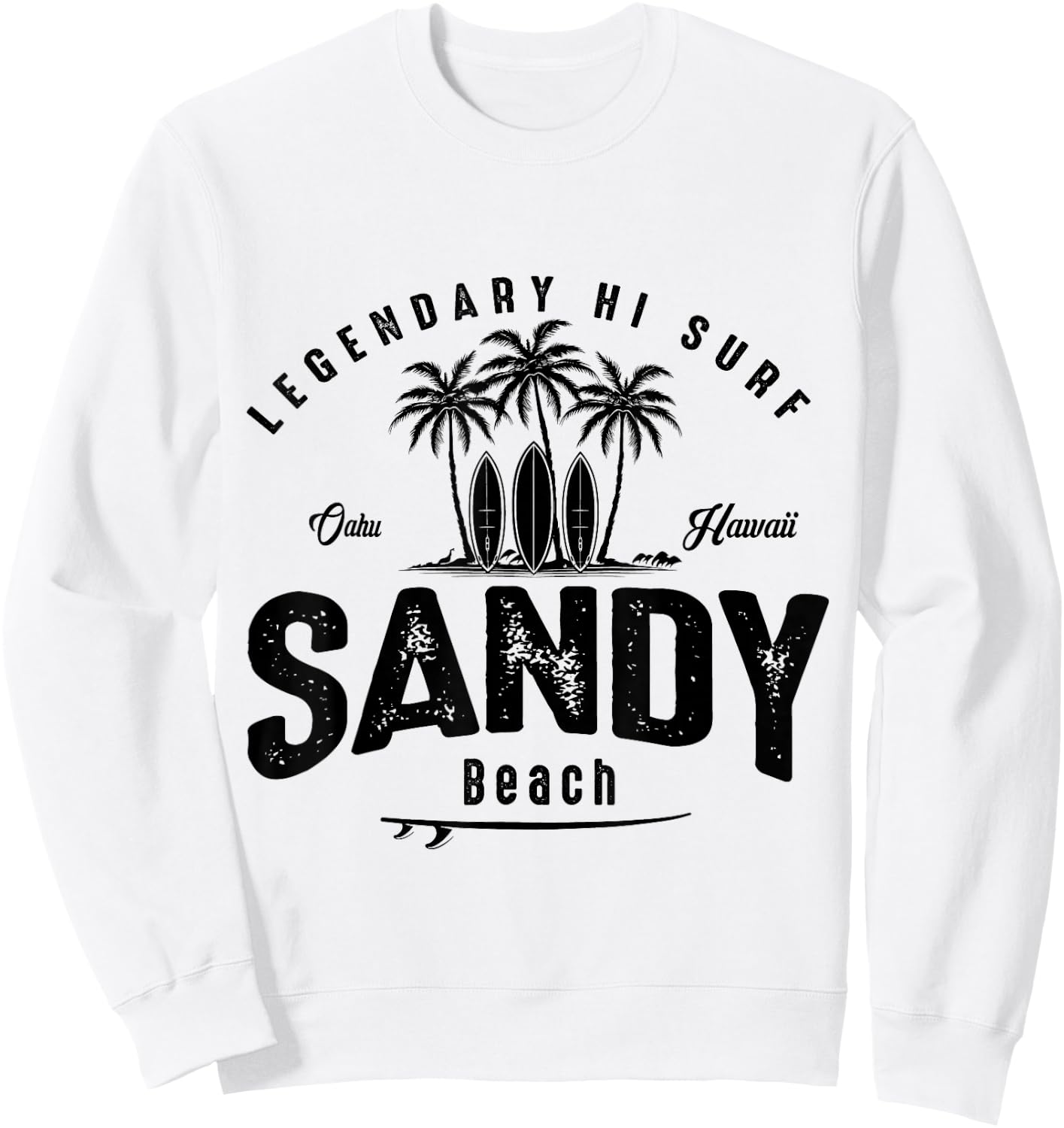 Sandy Beach Oahu Hawaii SIMPLE SURF BEACH Women Girls Kids Sweatshirt - Sweatshirt | White