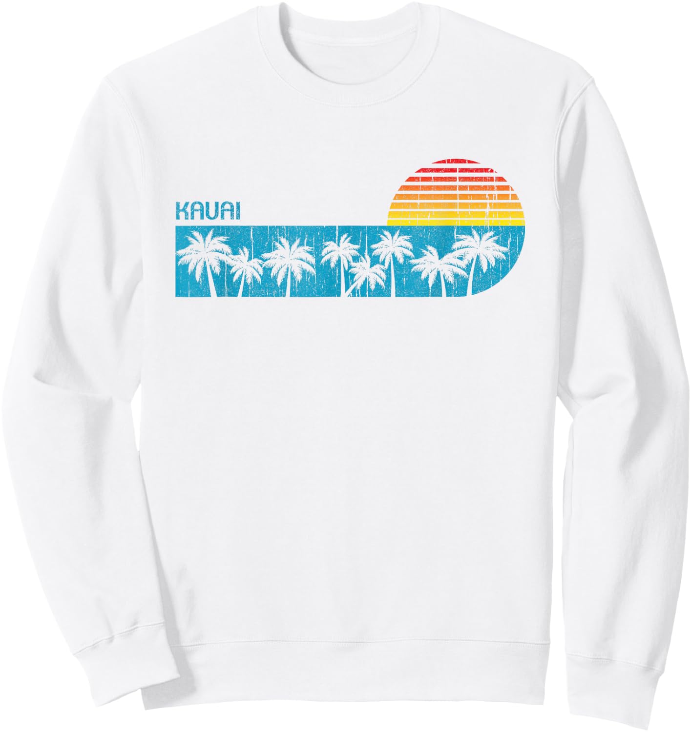 Vintage Kauai Hawaii Palm Trees Graphic Souvenir Sweatshirt - Sweatshirt | White