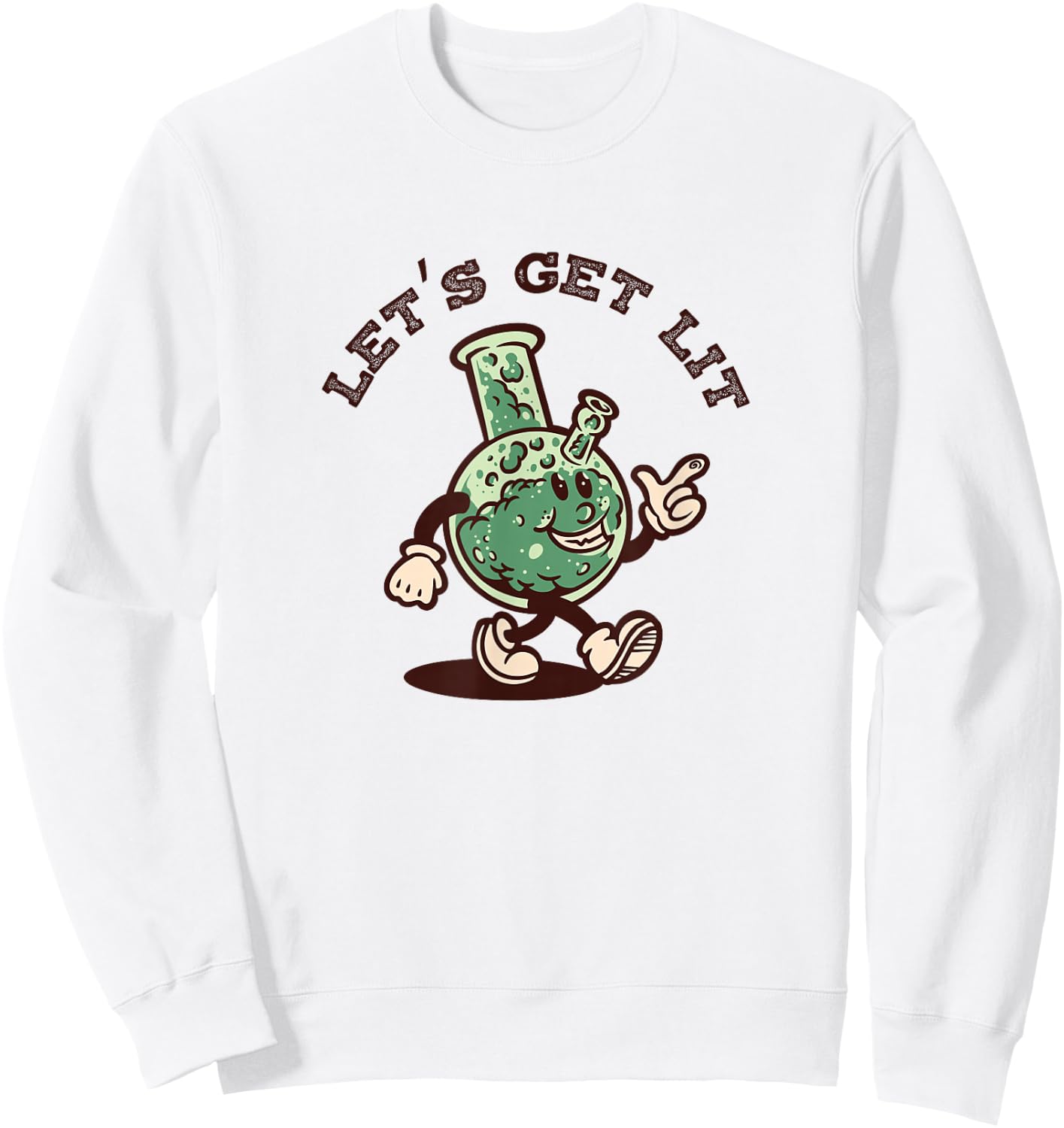 Let's Get Lit - Retro Vintage Cartoon Bong Sweatshirt - Sweatshirt | White