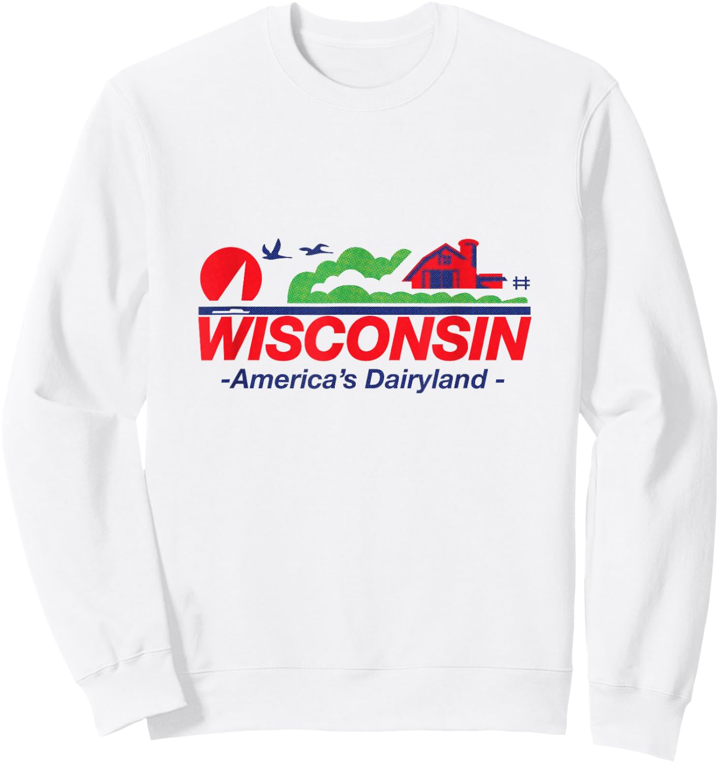 Wisconsin License Plate America's Dairyland Halftone Retro Sweatshirt - Sweatshirt | White