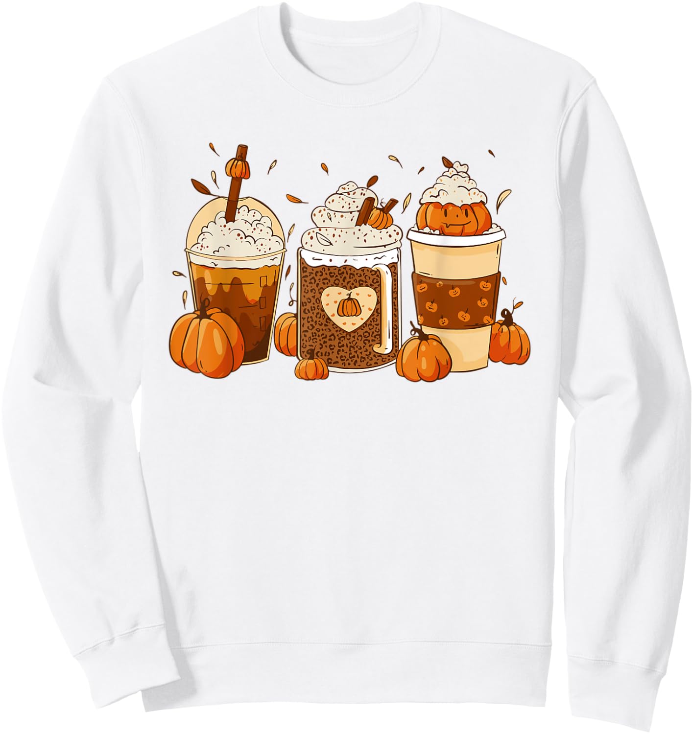 Pumpkin Spice Latte Fall Coffee Thanksgiving Shirt Sweatshirt - Sweatshirt | White
