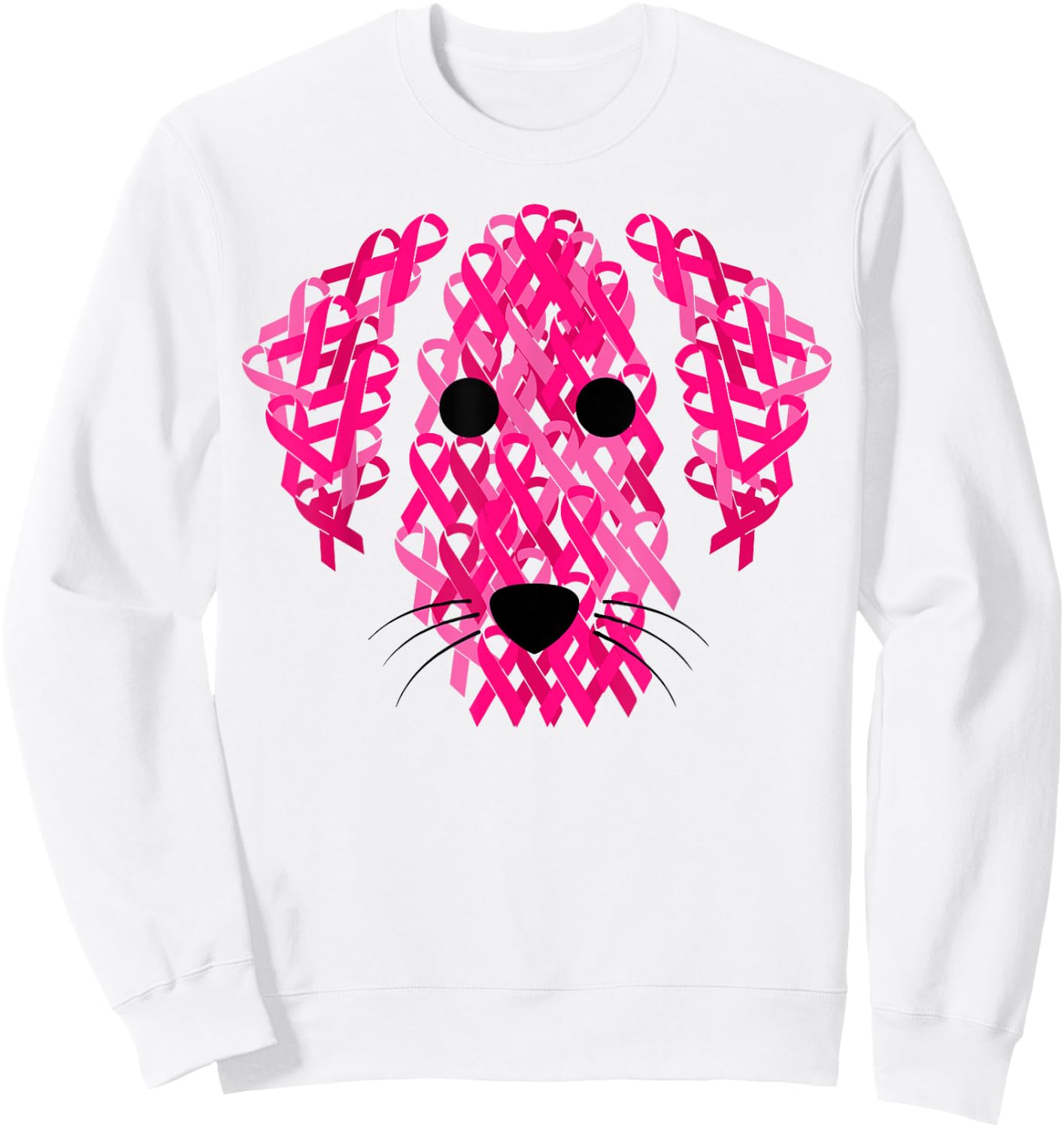 Dog Pink Ribbon Breast Cancer Awarenesss Sweatshirt - Sweatshirt | White