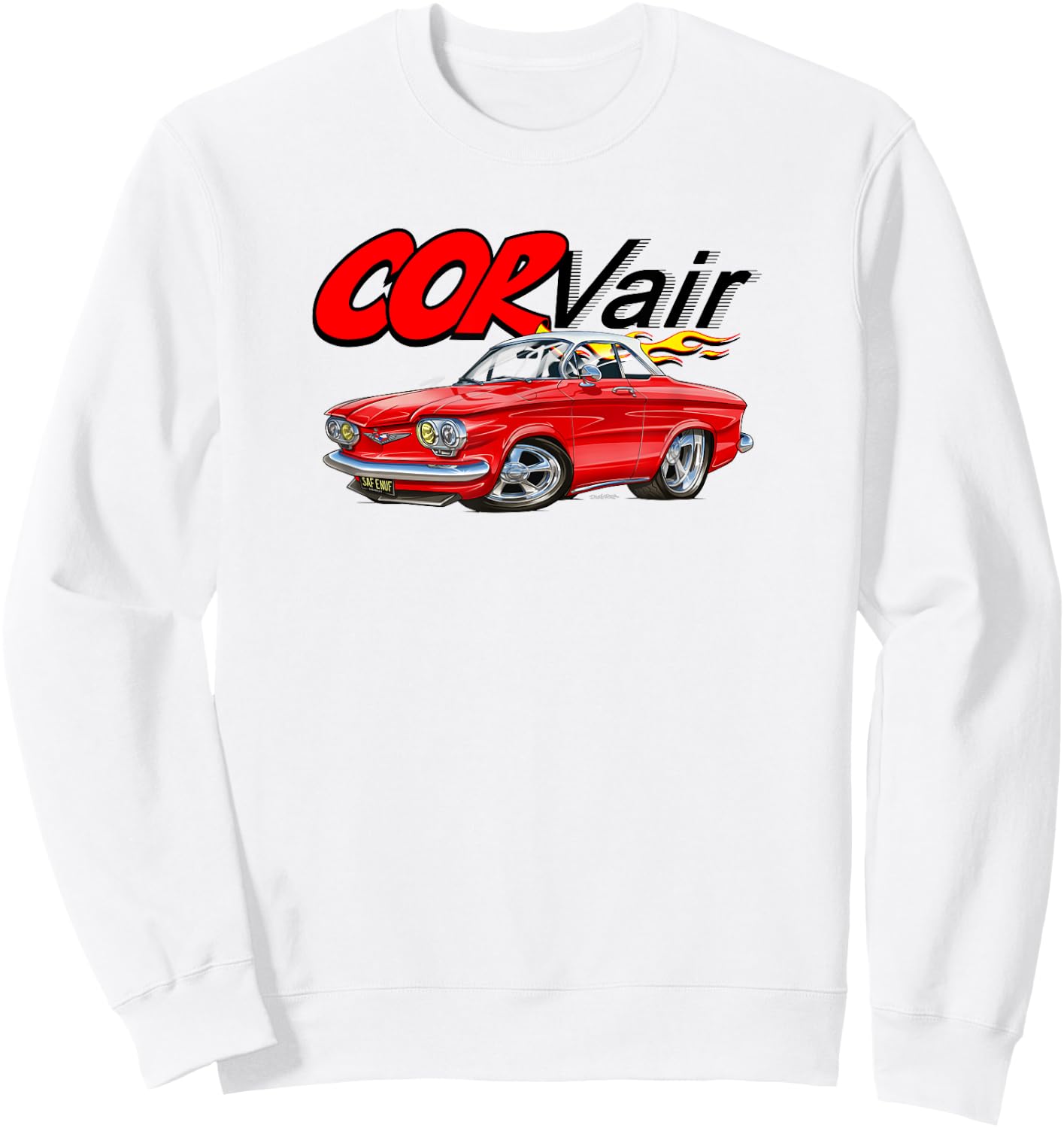 Corvair Cartoon 1960 Monza Coupe Drawing Sweatshirt - Sweatshirt | White