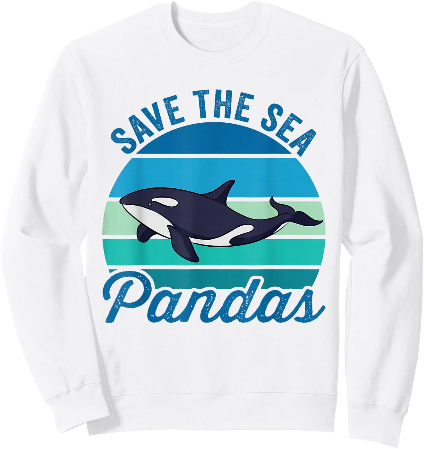 Save The Sea Pandas Cute Vintage Orca Whale Sweatshirt - Sweatshirt | White