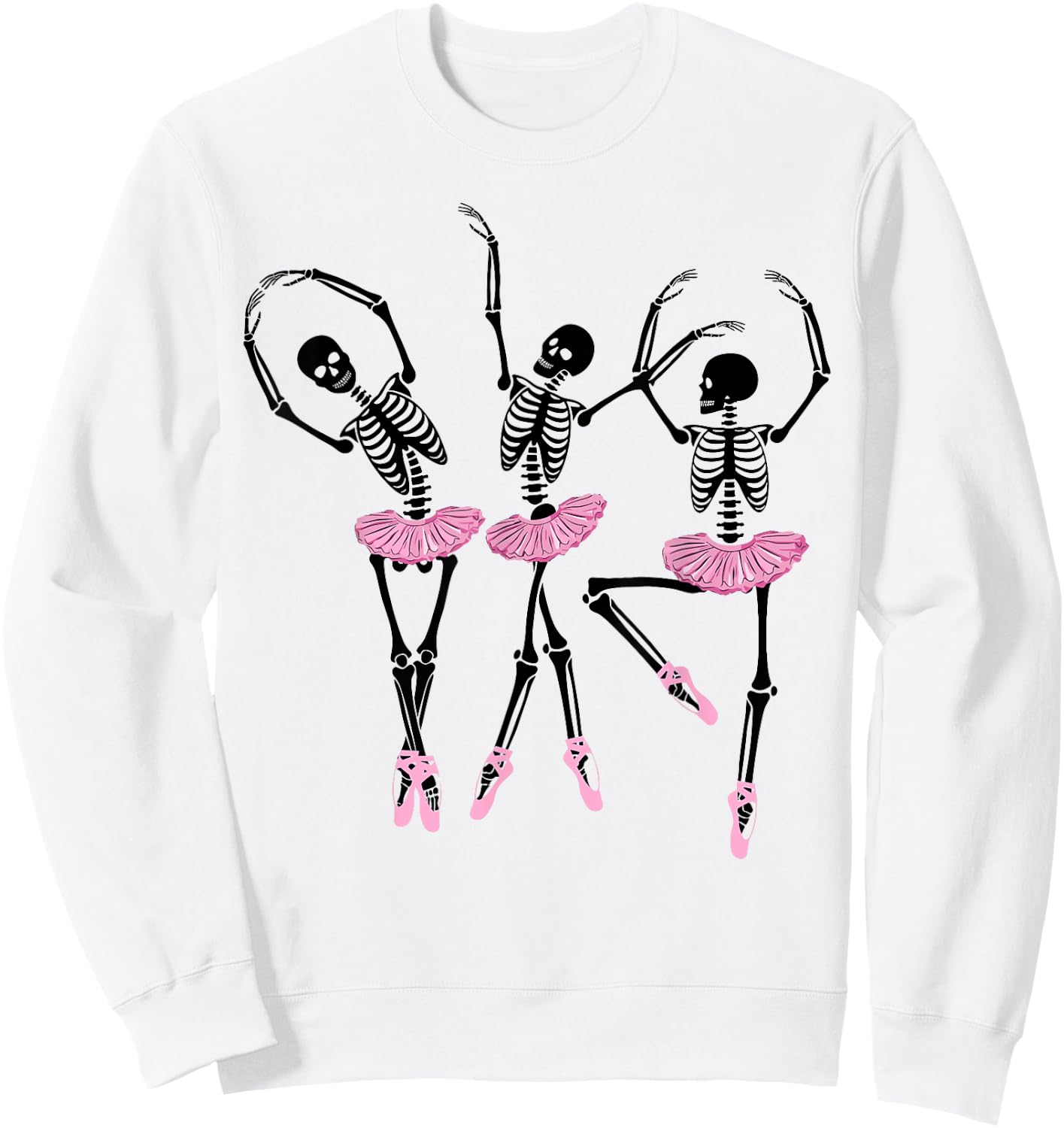 Ballerina Skeletons Dancing Halloween Ballerina Skeleton Sweatshirt - Sweatshirt | White