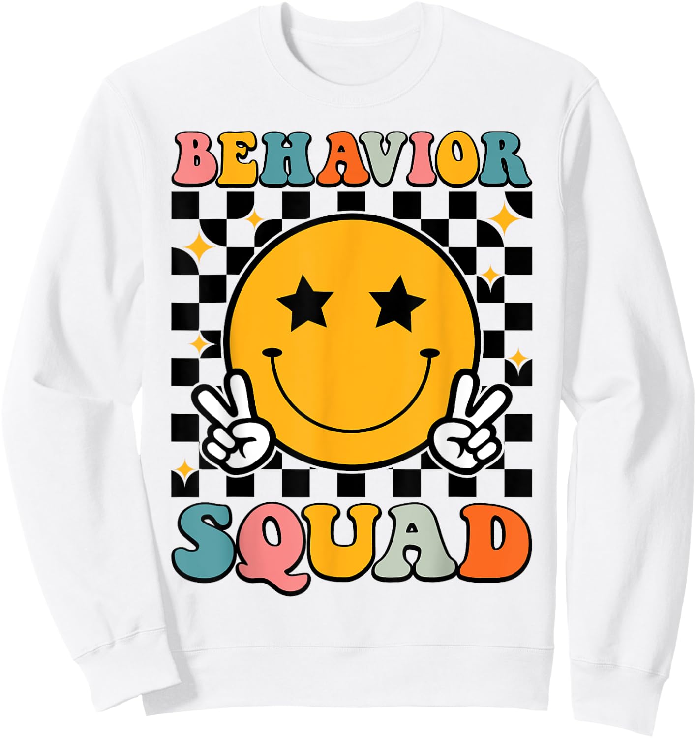 Behavior Squad Specialist Analyst Behavior Teacher Retro Sweatshirt - Sweatshirt | White